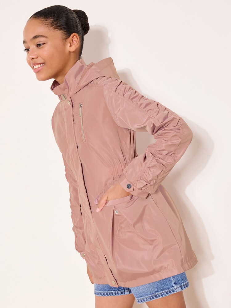 Lipsy Pink Shower Resistant Lightweight Ruched Raincoat (5-14yrs) - Image 5 of 5