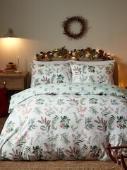 Vantona Natural Festive Sprig Brushed Cotton Quilt Cover Set - Image 1 of 3