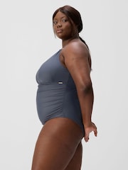 Speedo Grey Womens Plus Size Shaping V-Neck Swimsuit - Image 3 of 4
