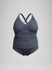 Speedo Grey Womens Plus Size Shaping V-Neck Swimsuit - Image 4 of 4