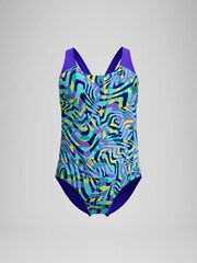 Speedo Blue Girls Digital Allover Splashback Swimsuit - Image 1 of 4