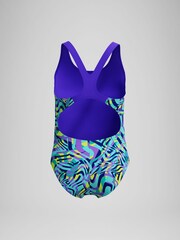 Speedo Blue Girls Digital Allover Splashback Swimsuit - Image 2 of 4