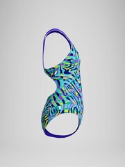 Speedo Blue Girls Digital Allover Splashback Swimsuit - Image 4 of 4