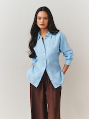 Nothing Ordinary Blue Linen Shirt - Image 2 of 5