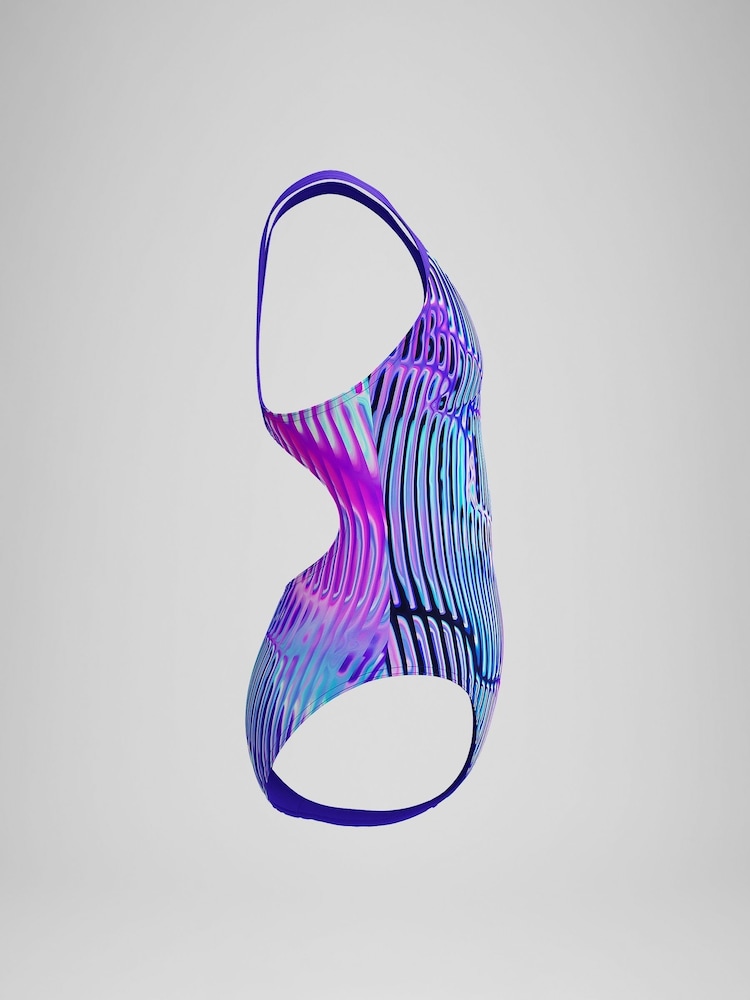 Speedo Blue Girls Digital Allover Splashback Swimsuit - Image 2 of 3