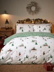 Vantona Red/Green Snowmen Quilt Cover Set - Image 1 of 3