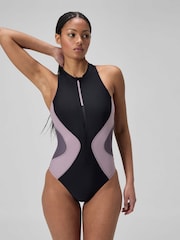 Speedo Black Womens Colourblock Swimsuit - Image 1 of 6