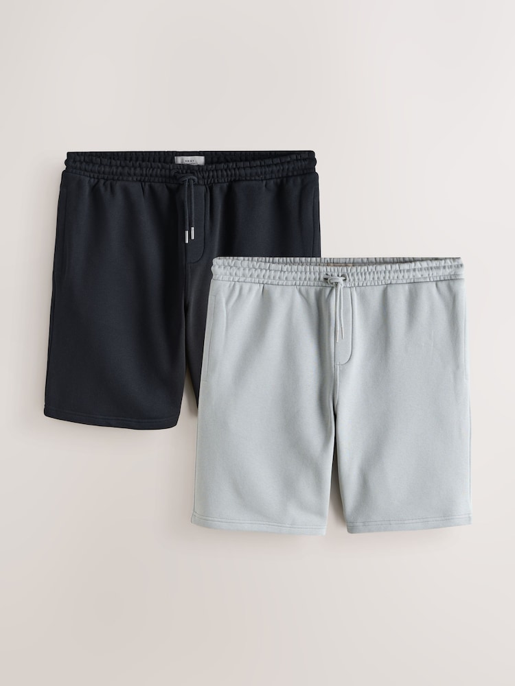 Black/Grey 2 Pack Brushed Jersey Shorts - Image 1 of 11