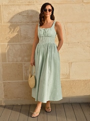 Friends Like These X Lucy Mecklenburgh Mint Green Bow Front Midi Dress - Image 1 of 4