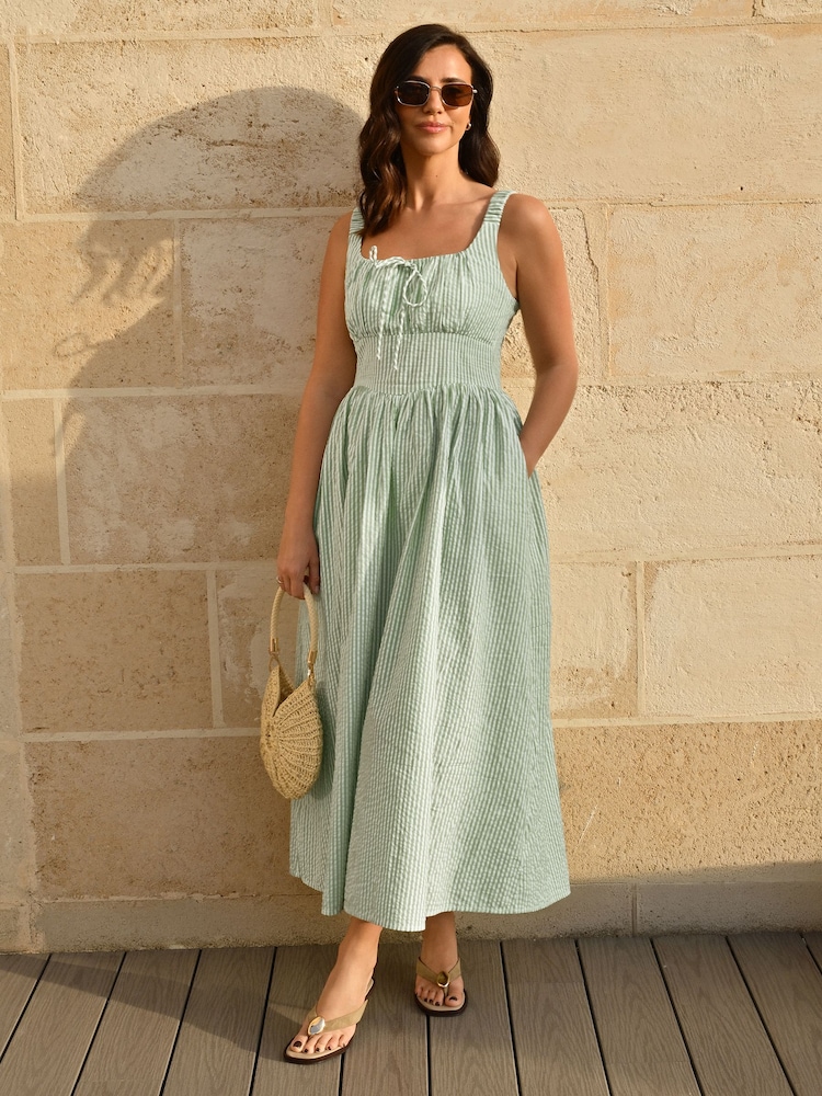 Friends Like These X Lucy Mecklenburgh Mint Green Bow Front Midi Dress - Image 1 of 4