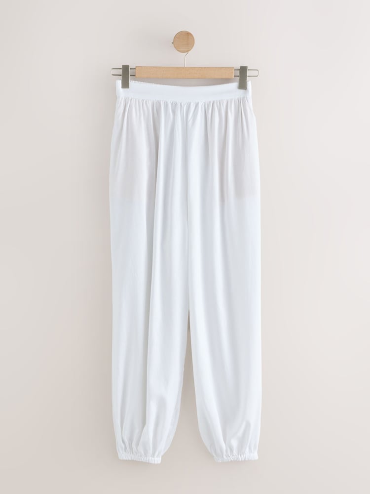 White Balloon Trousers with Linen - Image 1 of 8 White Balloon Trousers with Linen - Image 1 of 8