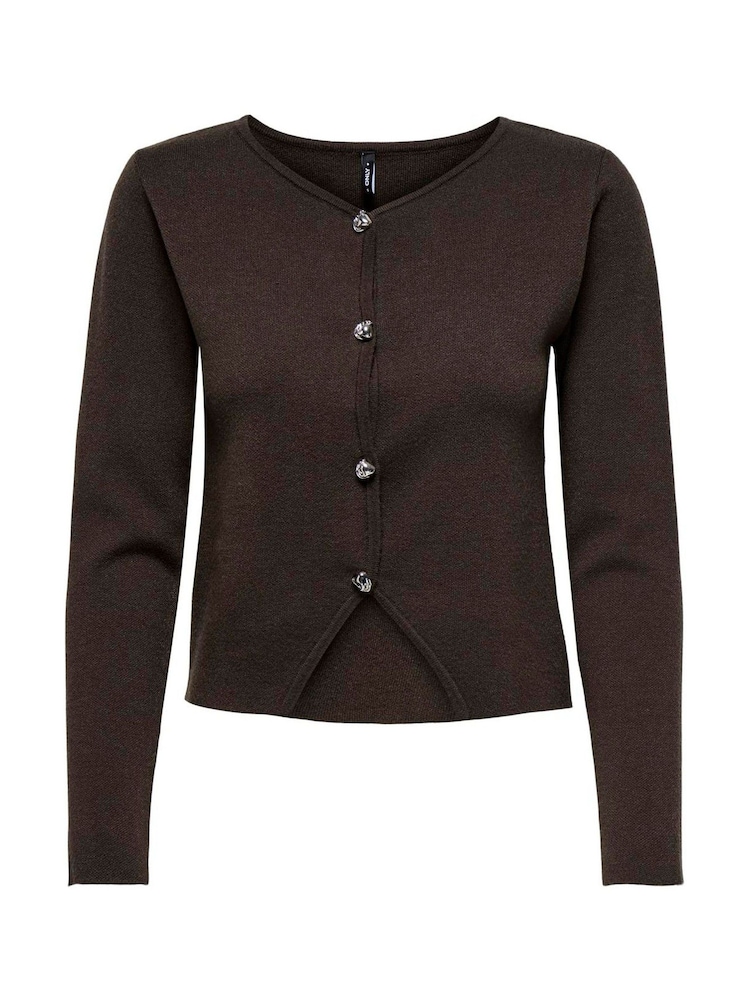 ONLY Brown Long Sleeve Button Cardigan - Image 1 of 2 ONLY Brown Long Sleeve Button Cardigan - Image 1 of 2