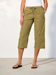 Khaki Green Cropped Utility Chino Trousers - Image 3 of 5