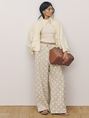 Neutral Spot Smart Front Linen Blend Wide Leg Trousers - Image 2 of 9