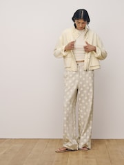 Neutral Spot Smart Front Linen Blend Wide Leg Trousers - Image 4 of 9