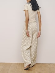 Neutral Spot Smart Front Linen Blend Wide Leg Trousers - Image 5 of 9