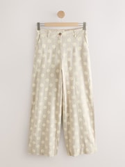 Neutral Spot Smart Front Linen Blend Wide Leg Trousers - Image 7 of 9