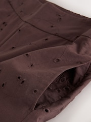 Chocolate Brown Broderie Crop Wide Leg Trousers - Image 7 of 8