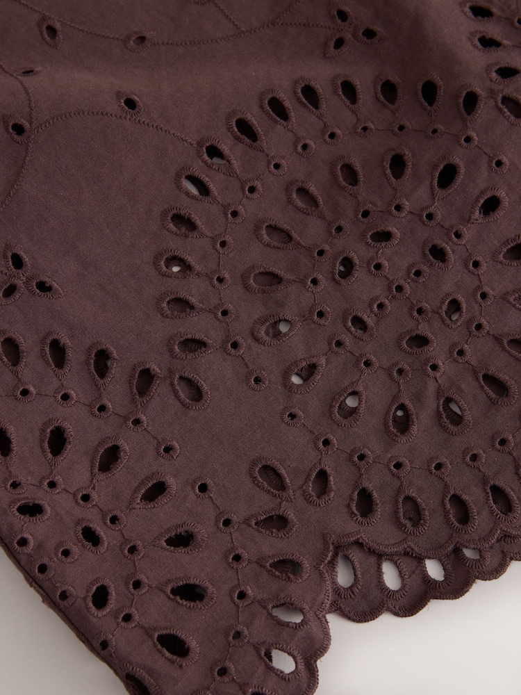 Chocolate Brown N. Premium Broderie 3/4 Sleeve Shirt - Image 9 of 9