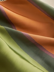 Ecru/Brown Print Satin Pleated Maxi Skirt - Image 5 of 6