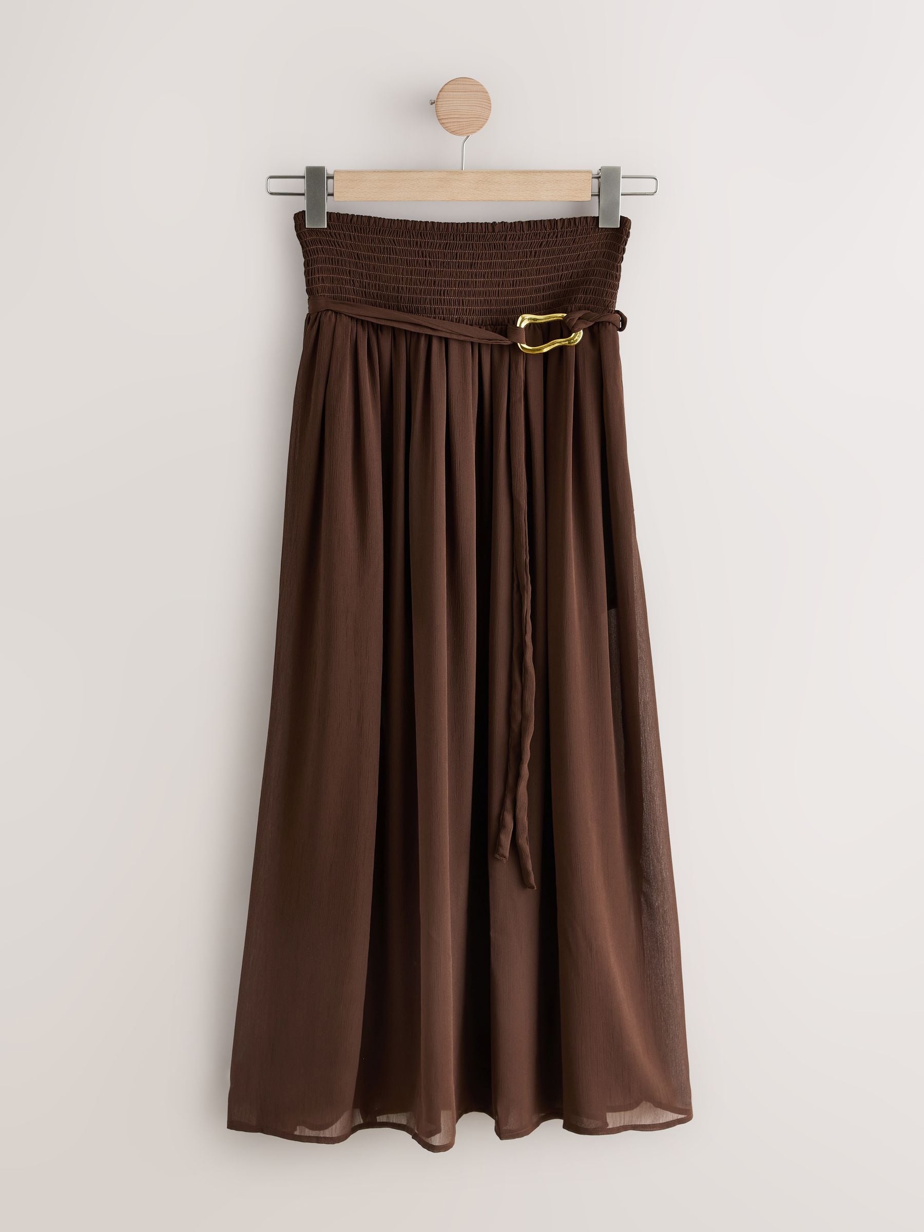 Buy Chocolate Brown Belted Chiffon Maxi Skirt from Next USA