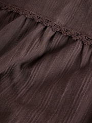 Chocolate Brown Cotton Tiered Maxi Skirt - Image 3 of 3