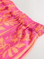 Pink/Orange Floral Print Cotton Tiered Maxi Skirt - Image 8 of 9