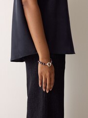 Jigsaw Silver Tone Black Pearl Chain Bracelet - Image 3 of 3