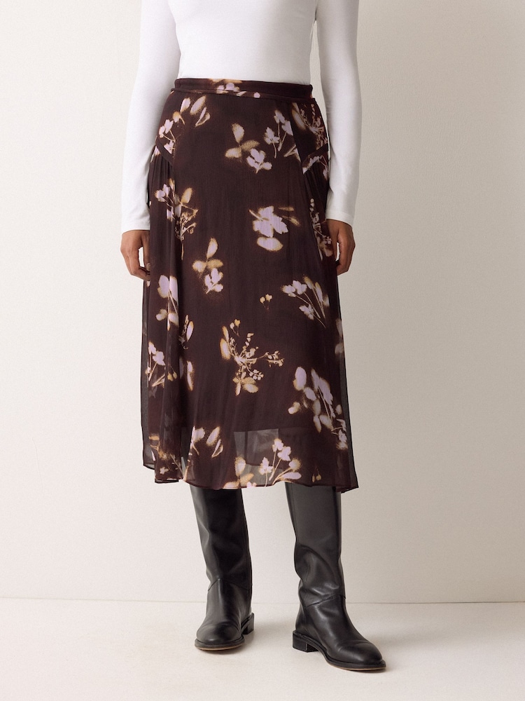 Jigsaw Purple Spray Floral Midi Skirt - Image 1 of 4