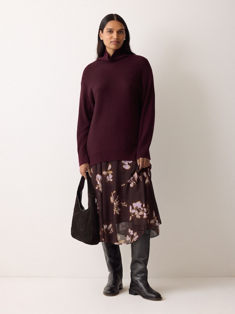 Jigsaw Purple Spray Floral Midi Skirt - Image 4 of 4 Jigsaw Purple Spray Floral Midi Skirt - Image 4 of 4