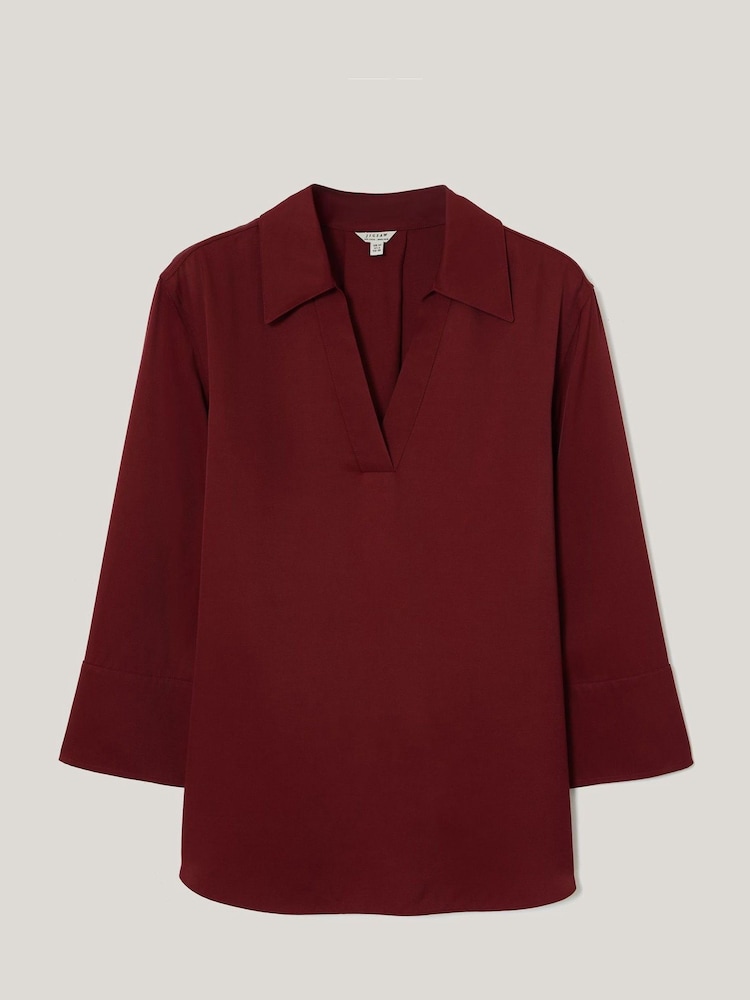 Jigsaw Red Viscose Twill Top - Image 5 of 5 Jigsaw Red Viscose Twill Top - Image 5 of 5