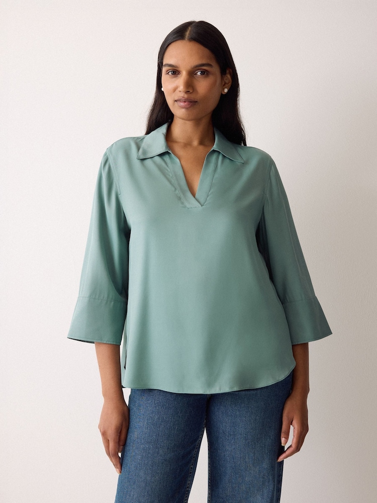 Jigsaw Blue Viscose Twill Top - Image 1 of 5 Jigsaw Blue Viscose Twill Top - Image 1 of 5