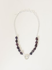 Jigsaw Silver Tone Black Pearl Necklace - Image 1 of 4