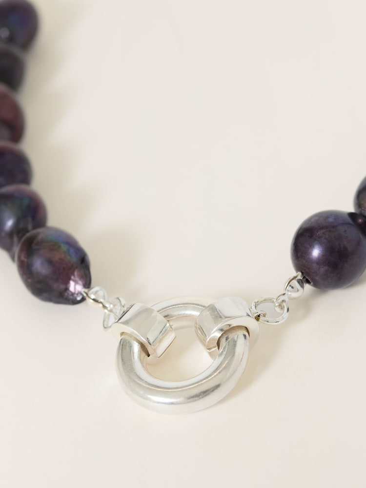 Jigsaw Silver Tone Black Pearl Necklace - Image 2 of 4 Jigsaw Silver Tone Black Pearl Necklace - Image 2 of 4