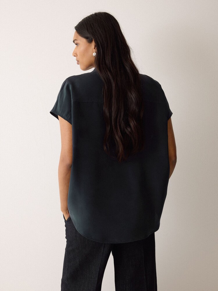 Jigsaw Blue Short Sleeve Silk Shirt - Image 2 of 5