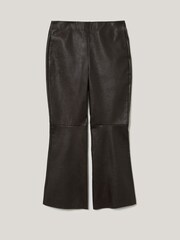 Jigsaw Brown Stretch Leather Kick Flare Trousers - Image 1 of 1