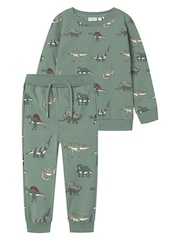 Name It Green Dinosaur Printed Sweatshirt & Joggers Set - Image 1 of 3