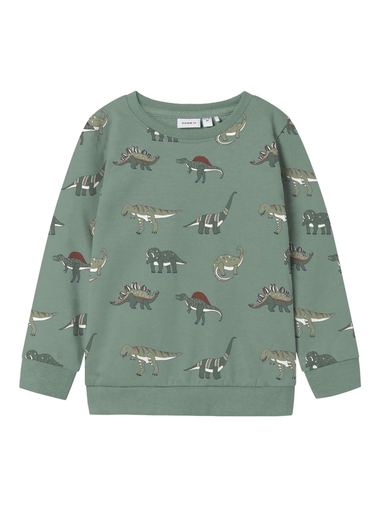 Name It Green Dinosaur Printed Sweatshirt & Joggers Set - Image 2 of 3 Name It Green Dinosaur Printed Sweatshirt & Joggers Set - Image 2 of 3
