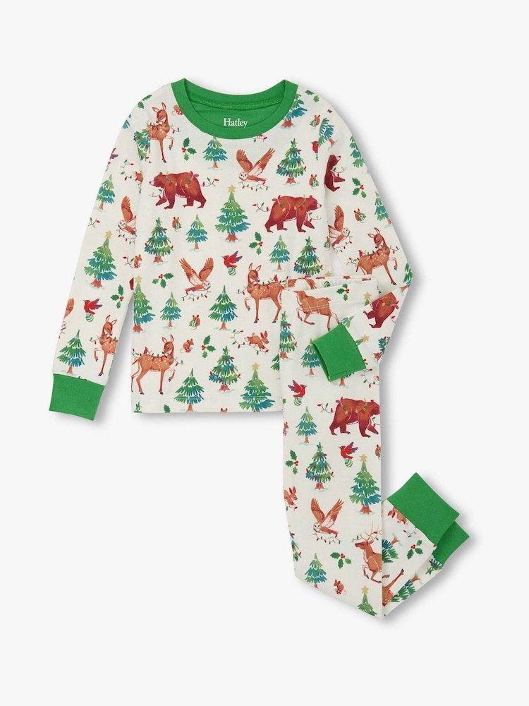 Hatley Natural Holiday Animals Cotton Pyjama Set - Image 1 of 3
