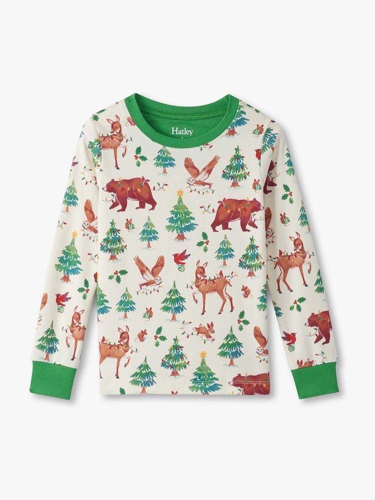 Hatley Natural Holiday Animals Cotton Pyjama Set - Image 2 of 3
