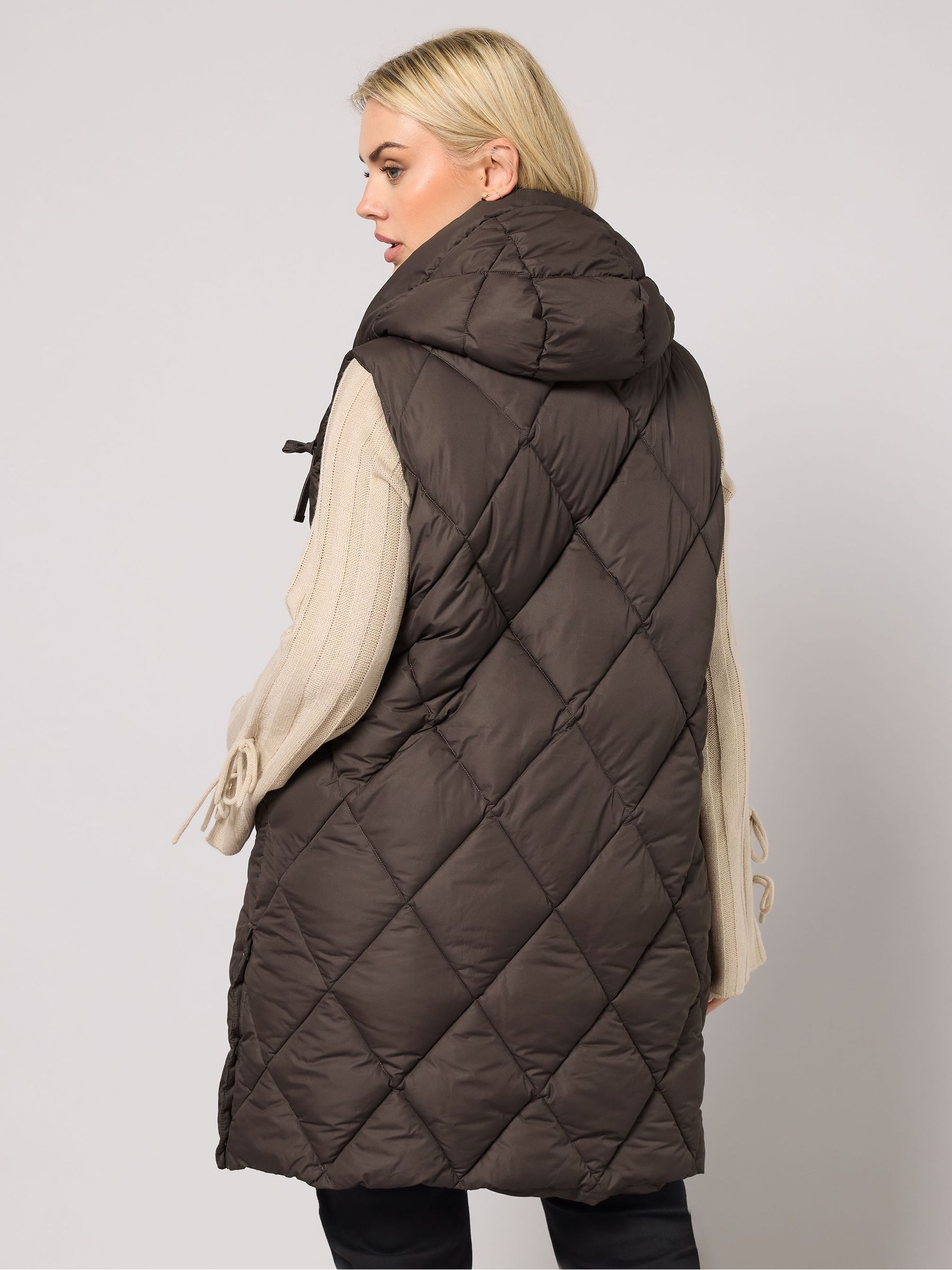 Buy Yours Curve Brown Diamond Midi Gilet from Next USA