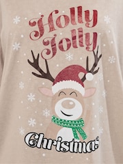 Yours Curve Natural Christmas Holly Jolly Top - Image 4 of 5