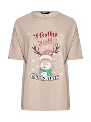 Yours Curve Natural Christmas Holly Jolly Top - Image 5 of 5
