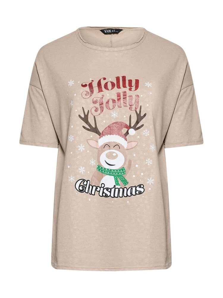 Yours Curve Natural Christmas Holly Jolly Top - Image 5 of 5