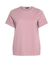 Yours Curve Pink Diamante Set In Sleeve T-Shirt - Image 5 of 5