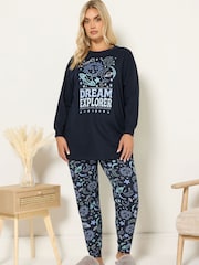 Yours Curve Dream Explorer Long Sleeve Cuffed Pyjamas Set - Imagen 1 de 6