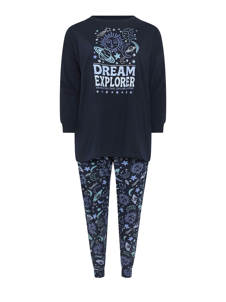 Yours Curve Dream Explorer Long Sleeve Cuffed Pyjamas Set - Imagen 6 de 6