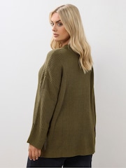 Yours Curve Green Button Sleeve Jumper - Image 2 of 5