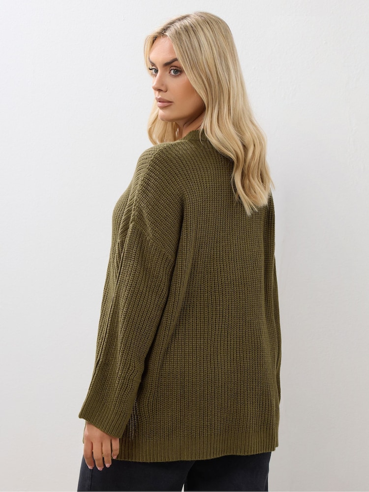 Yours Curve Green Button Sleeve Jumper - Image 2 of 5