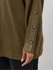 Yours Curve Green Button Sleeve Jumper - Image 4 of 5